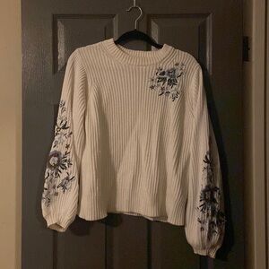 Lucky Brand white embroidered sweater